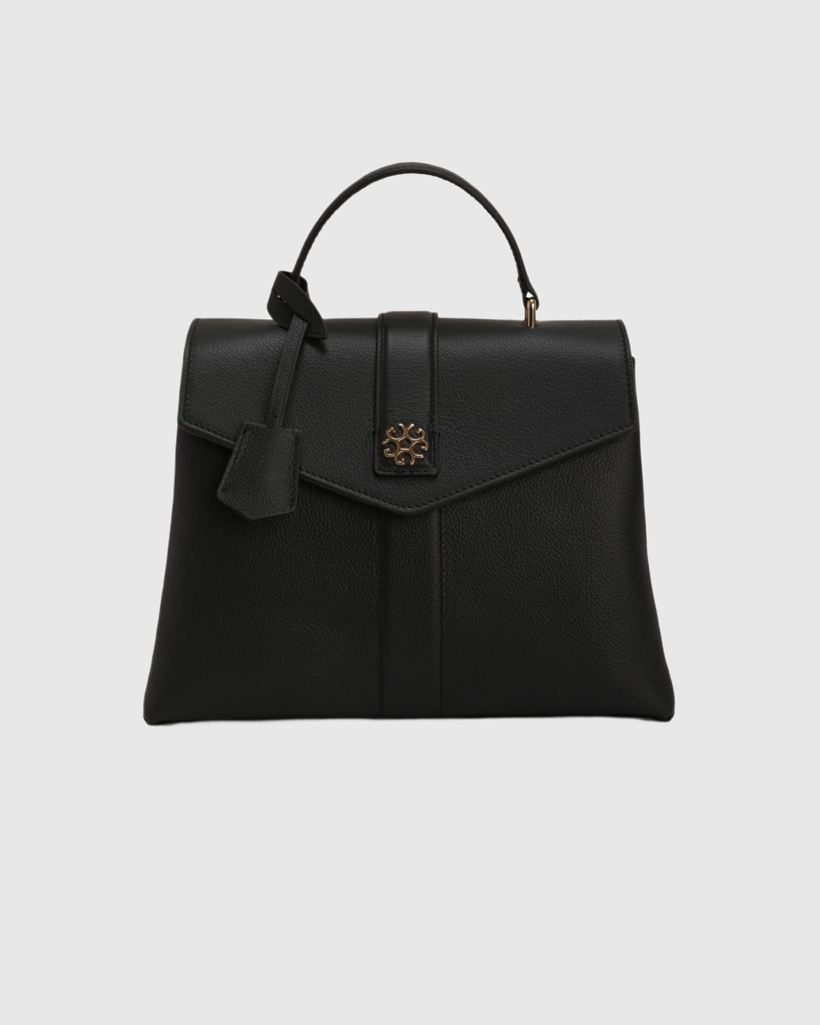 Top Handle Leather Envelope Satchel | Black