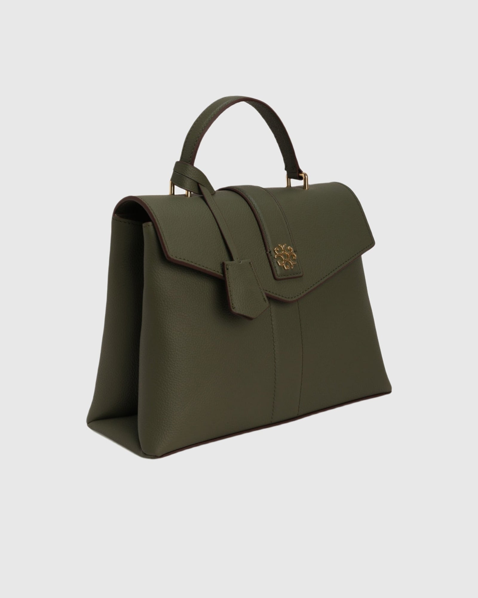 Top Handle Leather Envelope Satchel | Olive