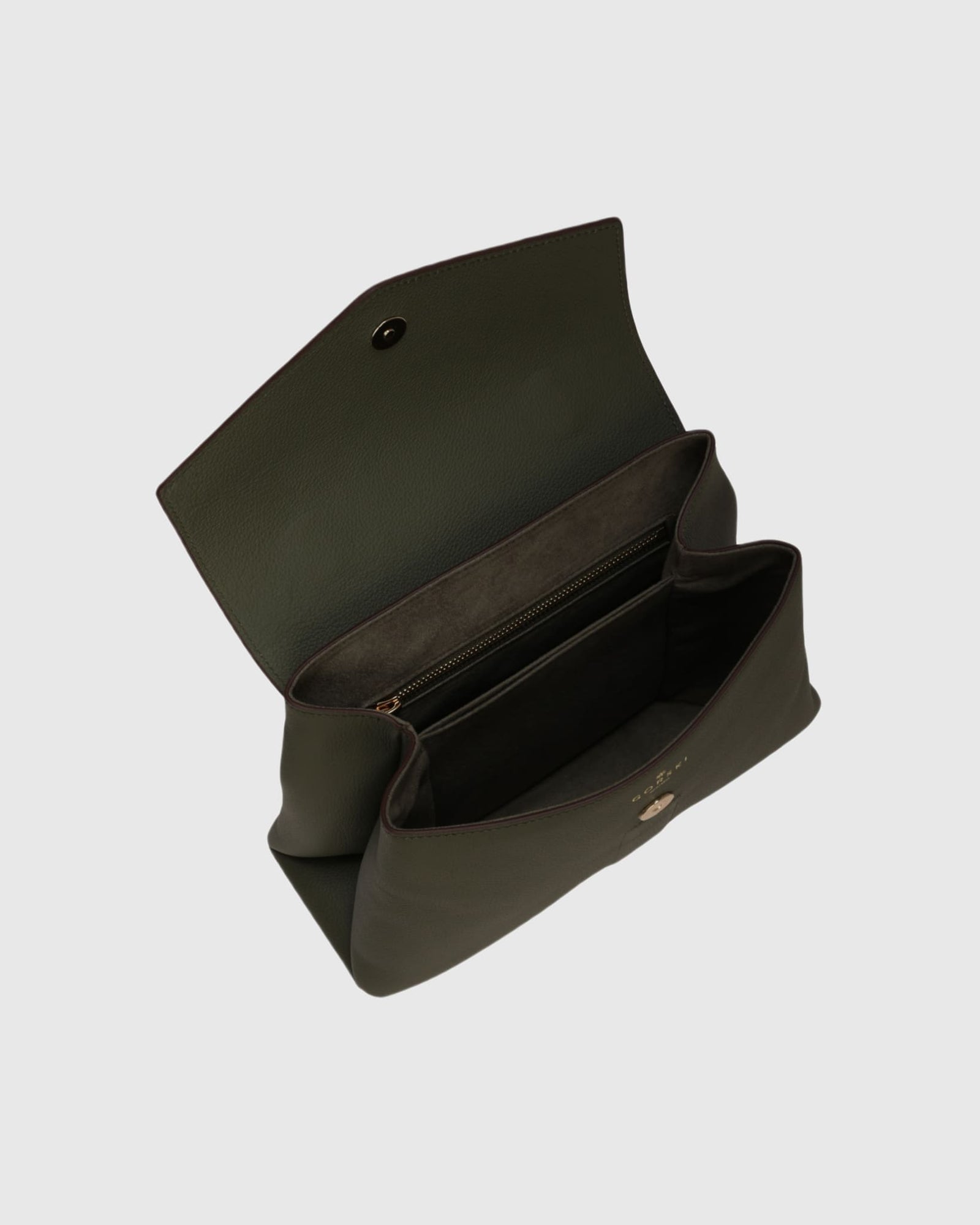 Top Handle Leather Envelope Satchel | Olive