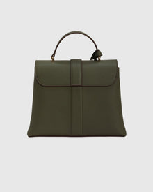 Top Handle Leather Envelope Satchel | Olive