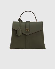 Top Handle Leather Envelope Satchel | Olive