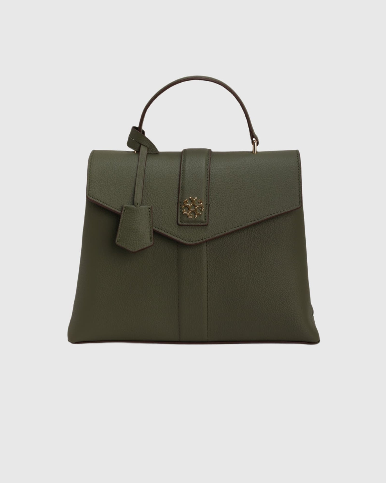 Top Handle Leather Envelope Satchel | Olive