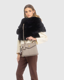 Top Handle Leather Envelope Satchel | Taupe