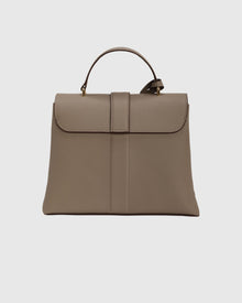 Top Handle Leather Envelope Satchel | Taupe