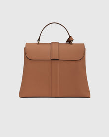 Top Handle Leather Envelope Satchel | Tan
