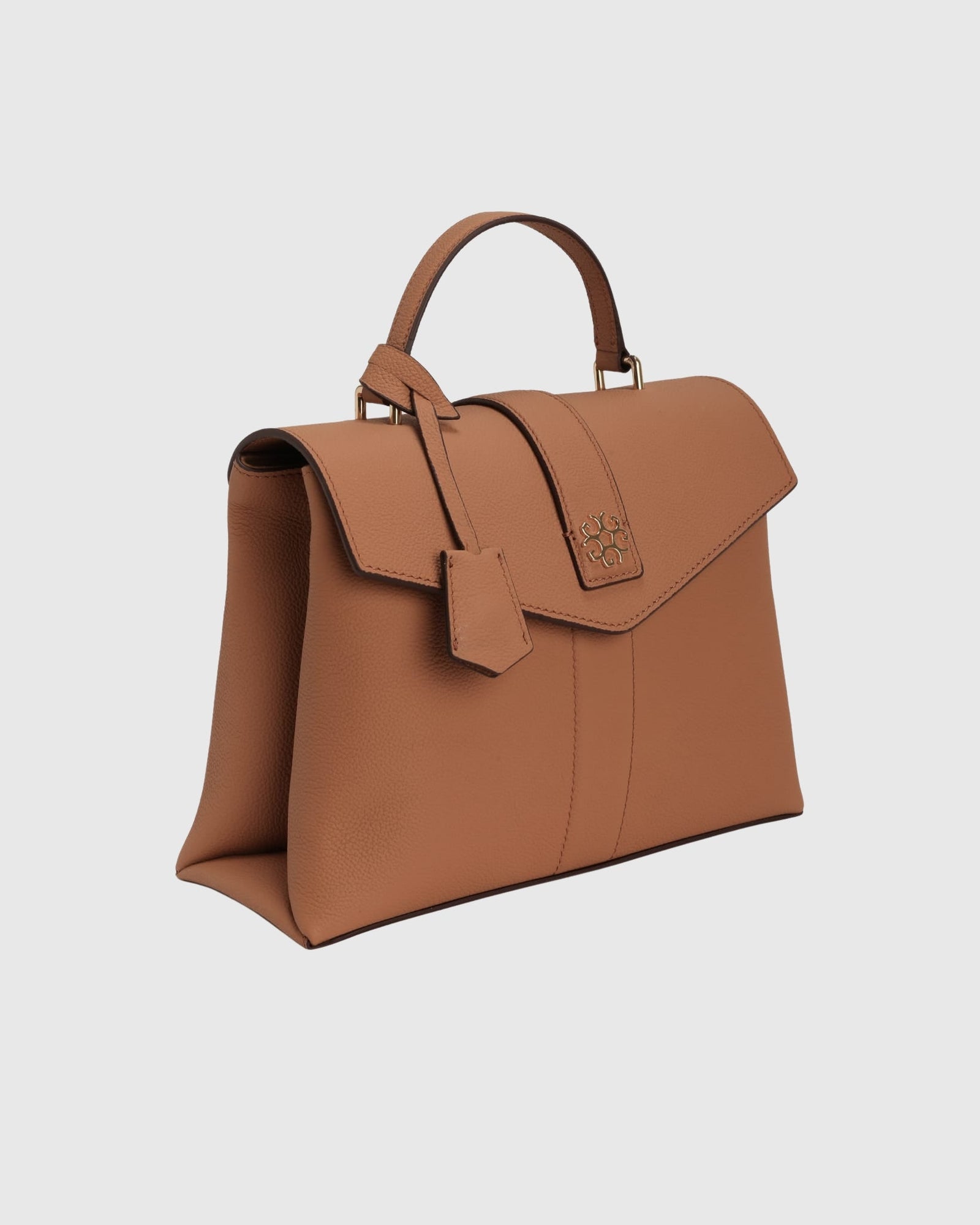 Top Handle Leather Envelope Satchel | Tan