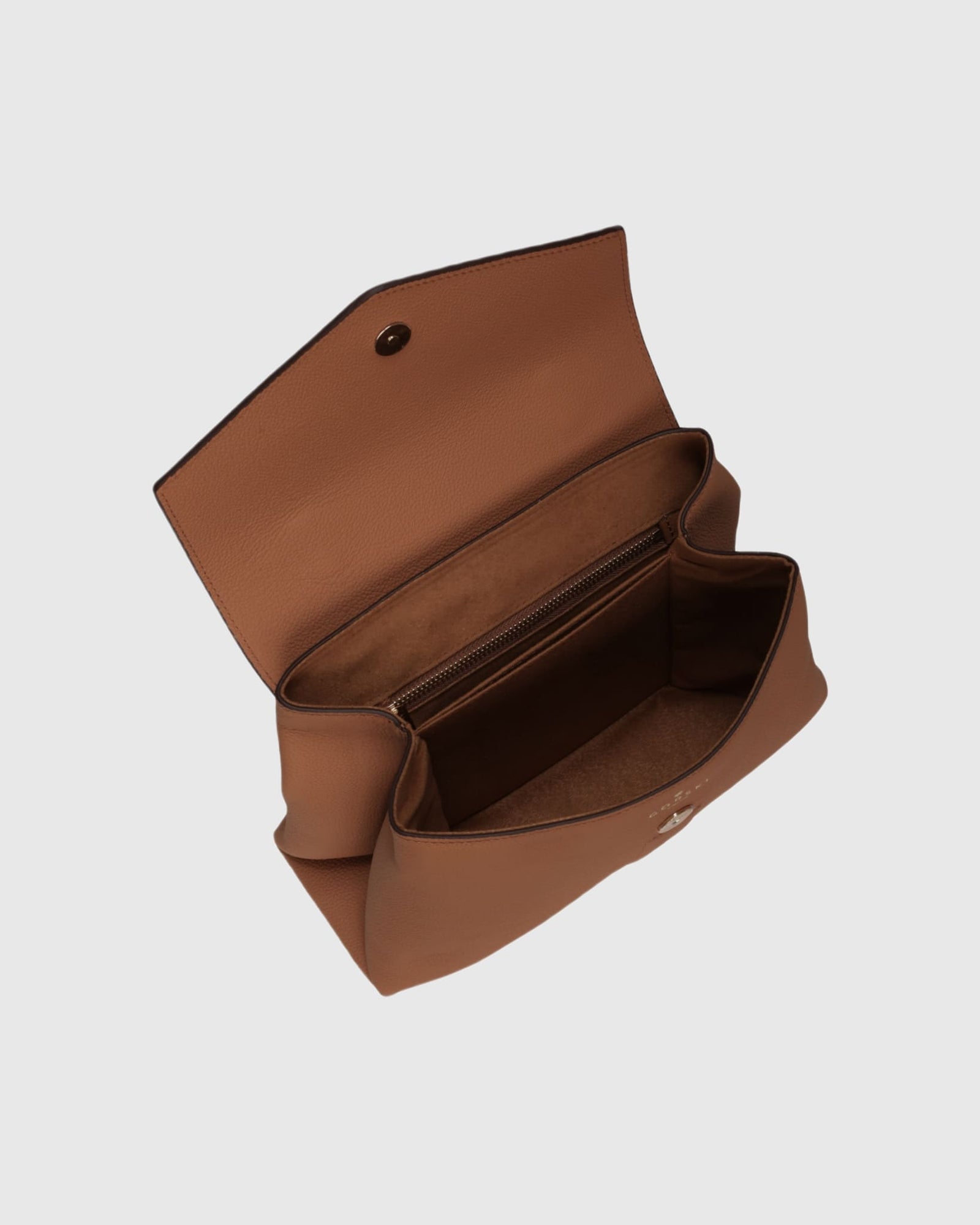 Top Handle Leather Envelope Satchel | Tan