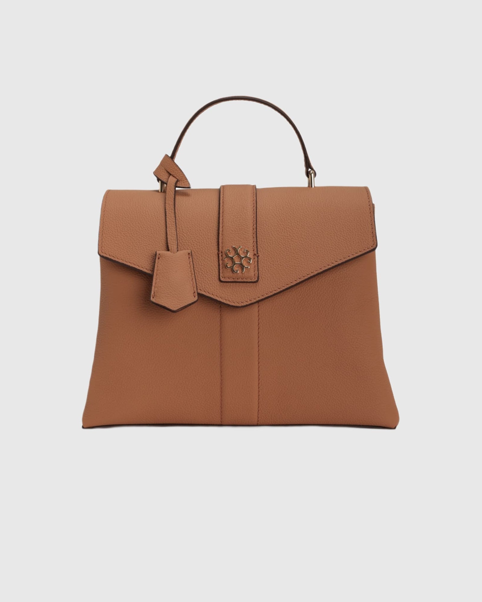Top Handle Leather Envelope Satchel | Tan