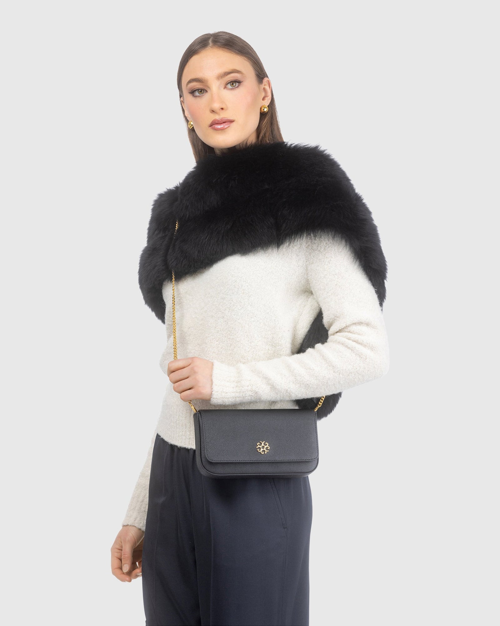 Pochette Leather Crossbody Bag | Black