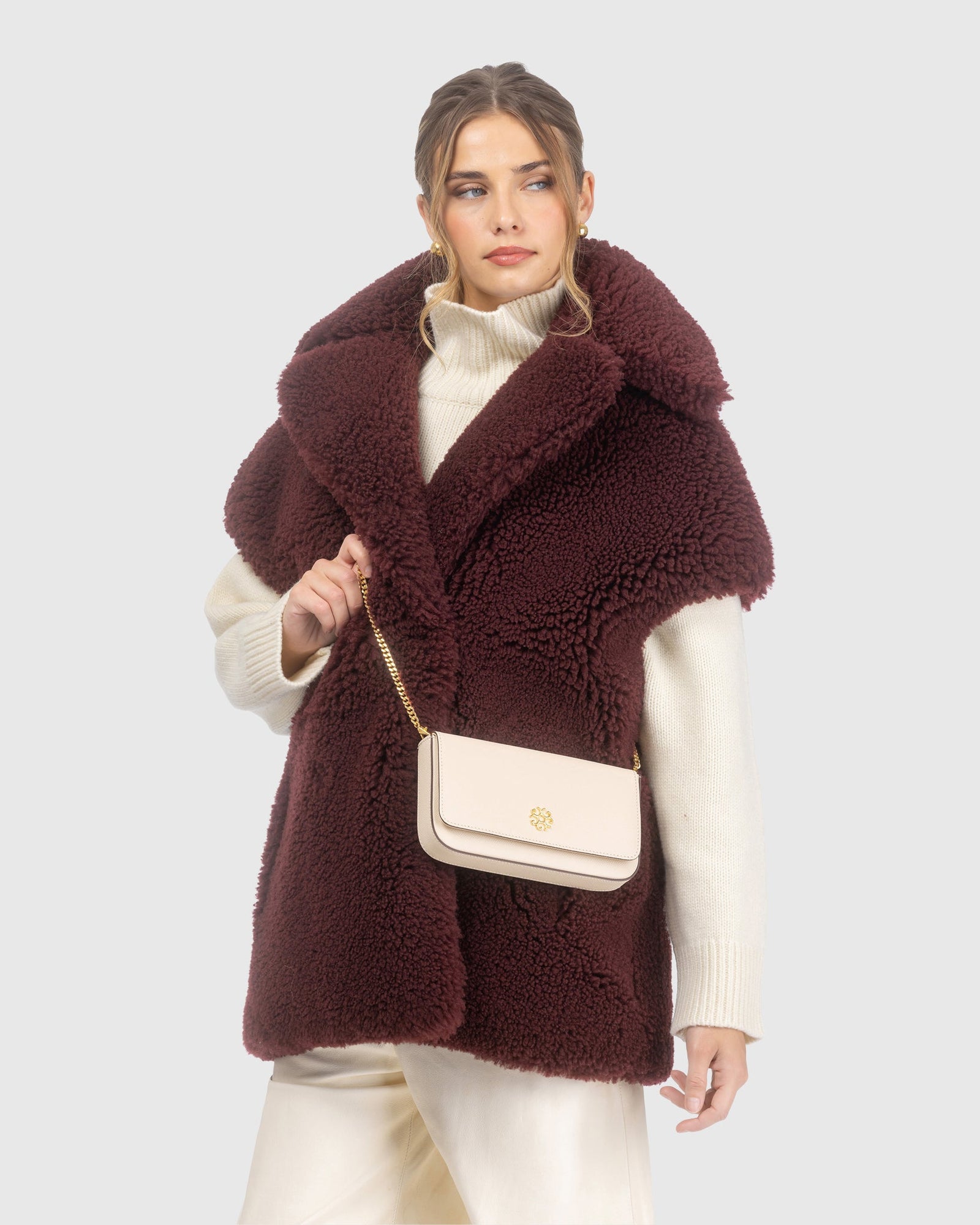 Pochette Leather Crossbody Bag | Beige