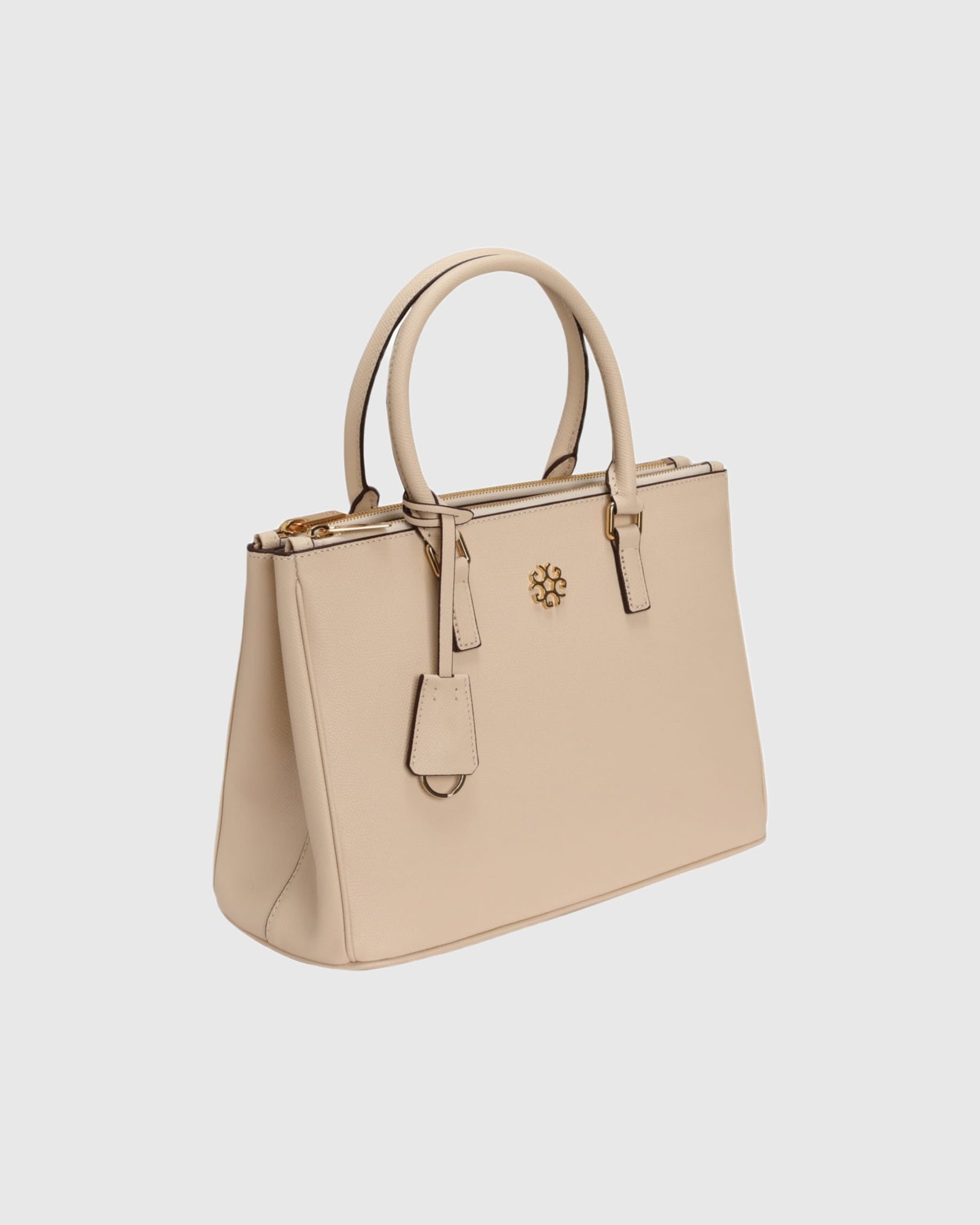 Top Handle Leather Satchel | Beige (V1)