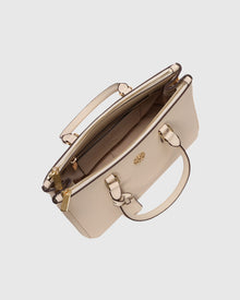 Top Handle Leather Satchel | Beige (V1)