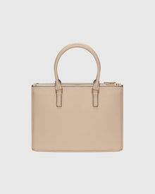 Top Handle Leather Satchel | Beige (V1)