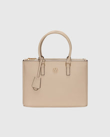 Top Handle Leather Satchel | Beige (V1)