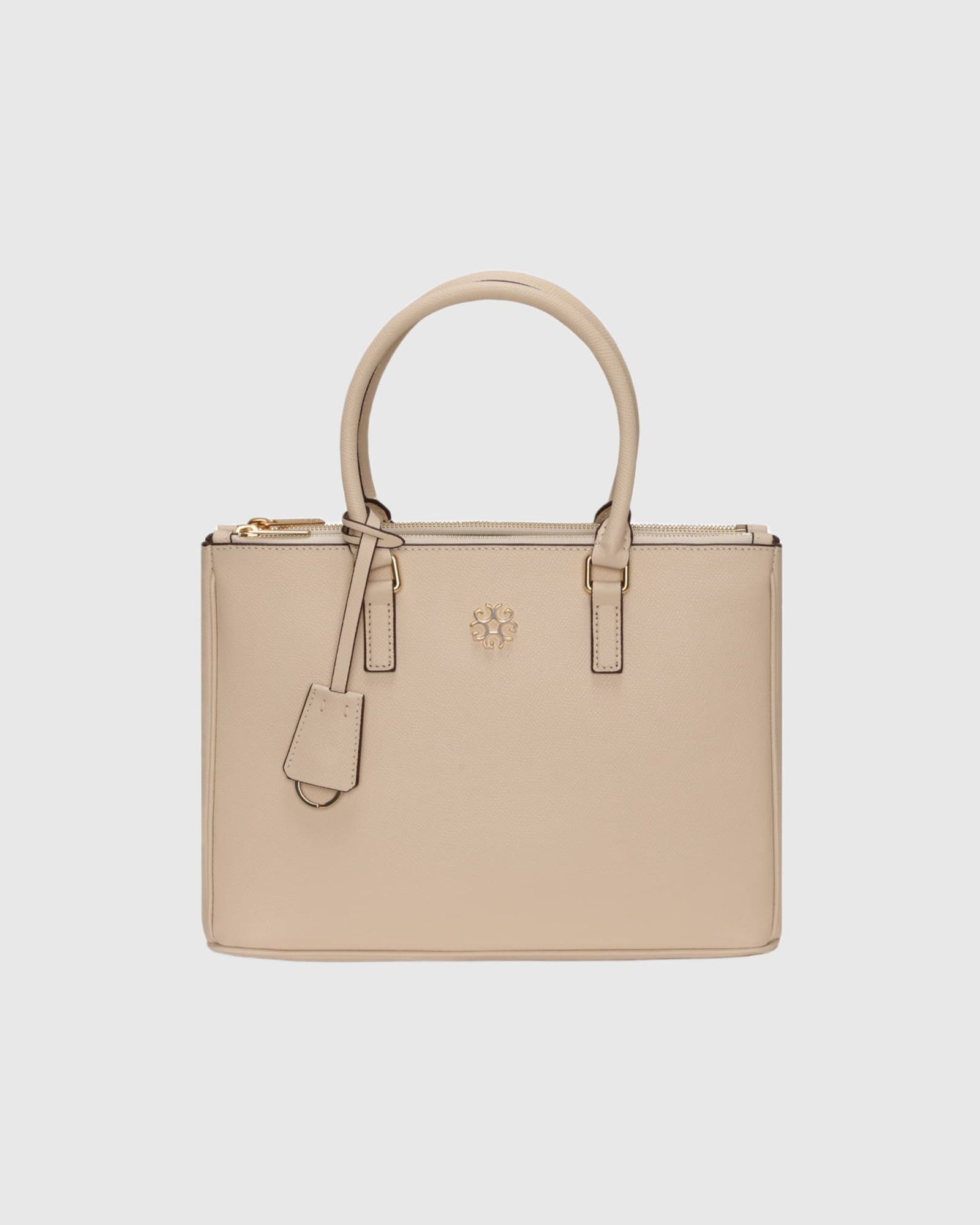Top Handle Leather Satchel | Beige (V1)