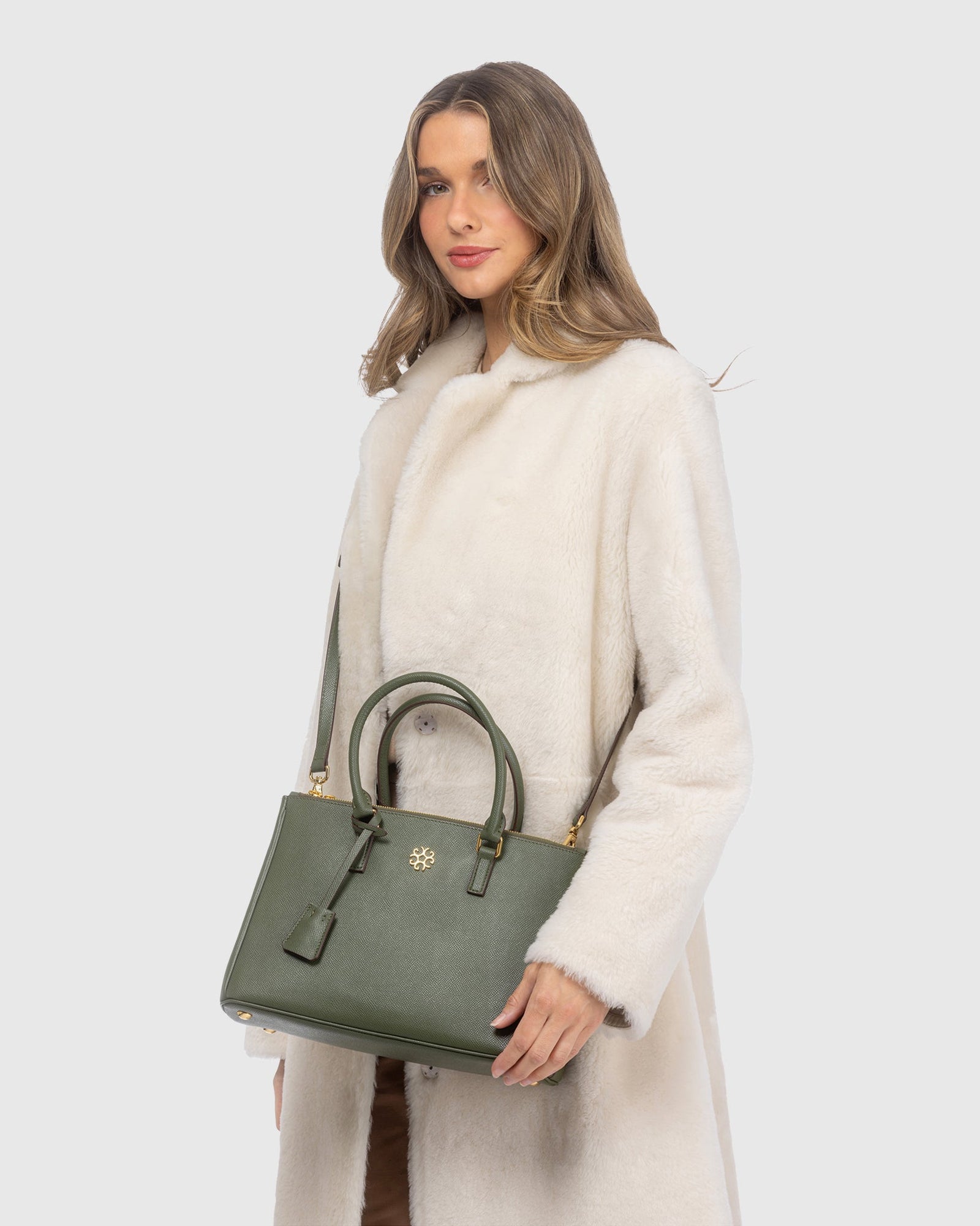 Top Handle Leather Satchel | Olive