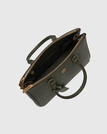 Top Handle Leather Satchel | Olive