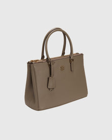 Top Handle Leather Satchel | Taupe