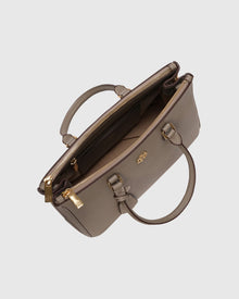 Top Handle Leather Satchel | Taupe