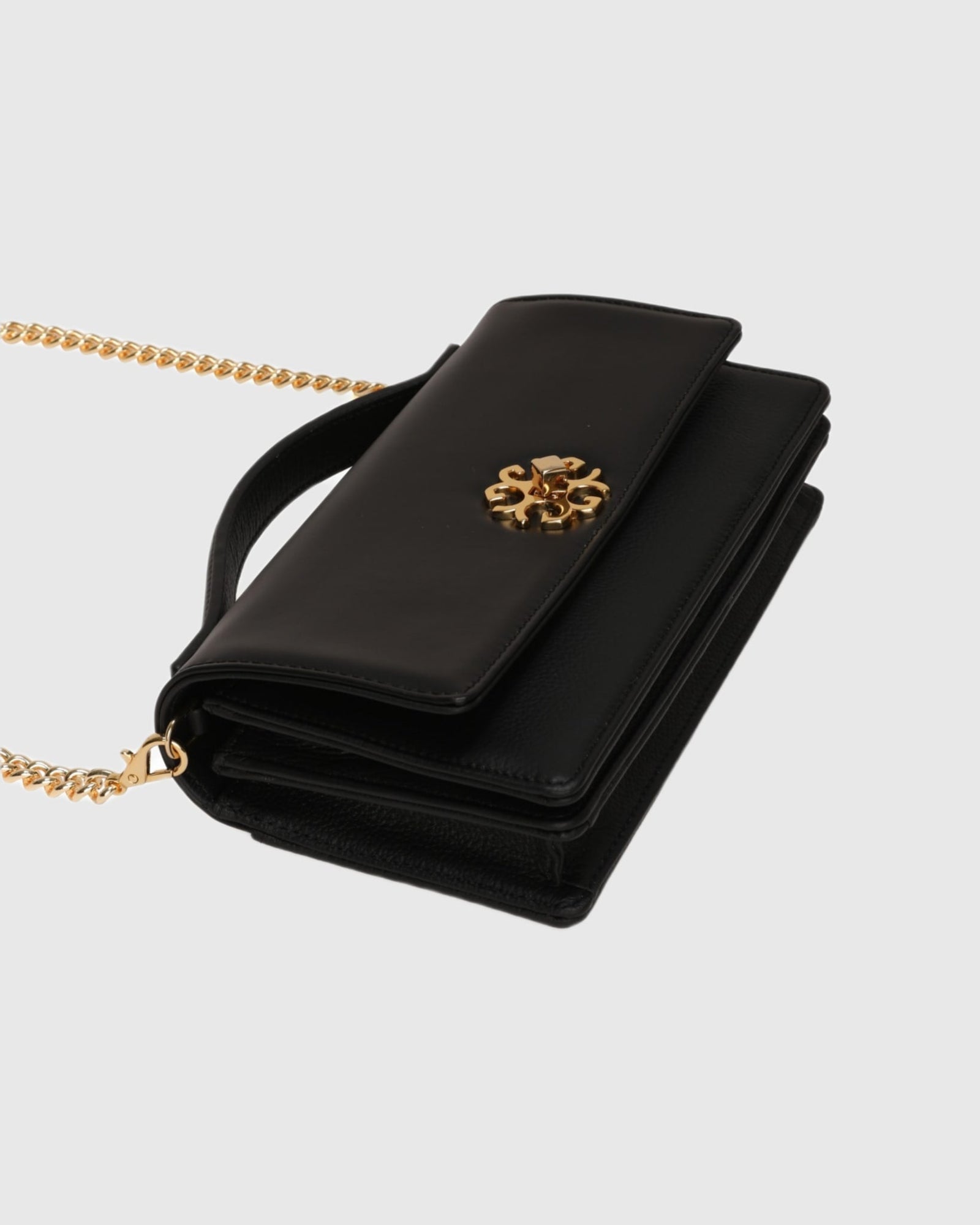 Top Handle Leather Crossbody Bag | Black