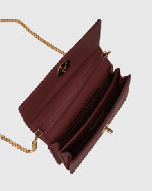 Top Handle Leather Crossbody Bag | Burgundy