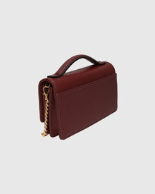 Top Handle Leather Crossbody Bag | Burgundy