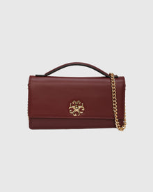 Top Handle Leather Crossbody Bag | Burgundy