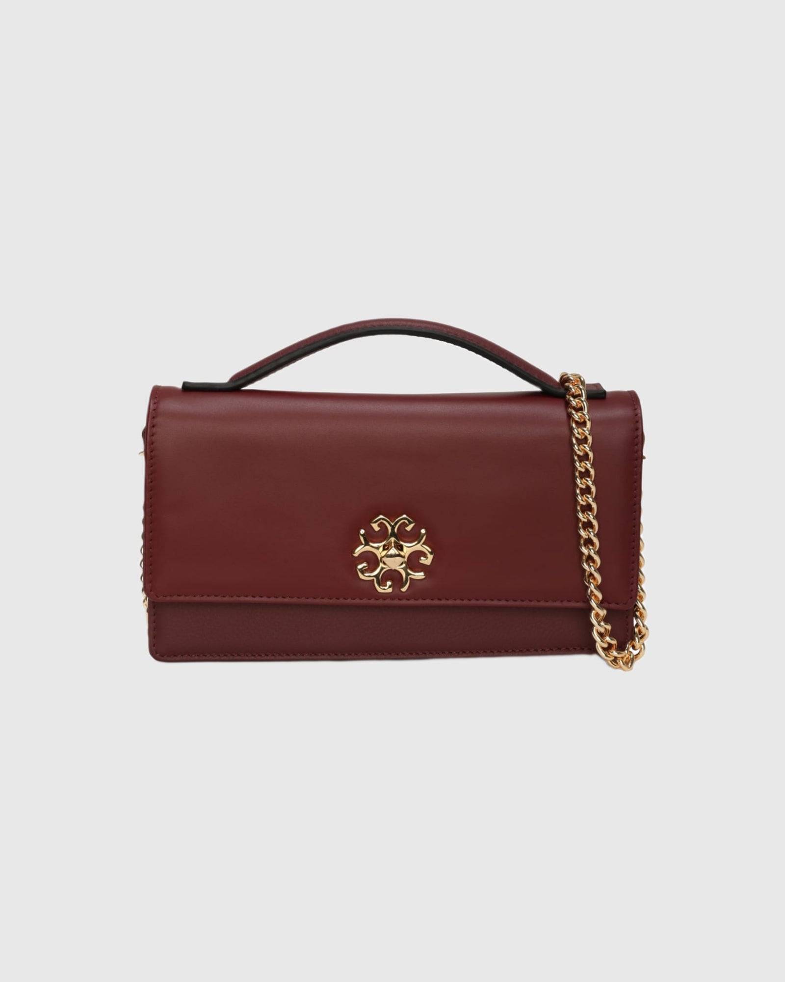 Top Handle Leather Crossbody Bag | Burgundy