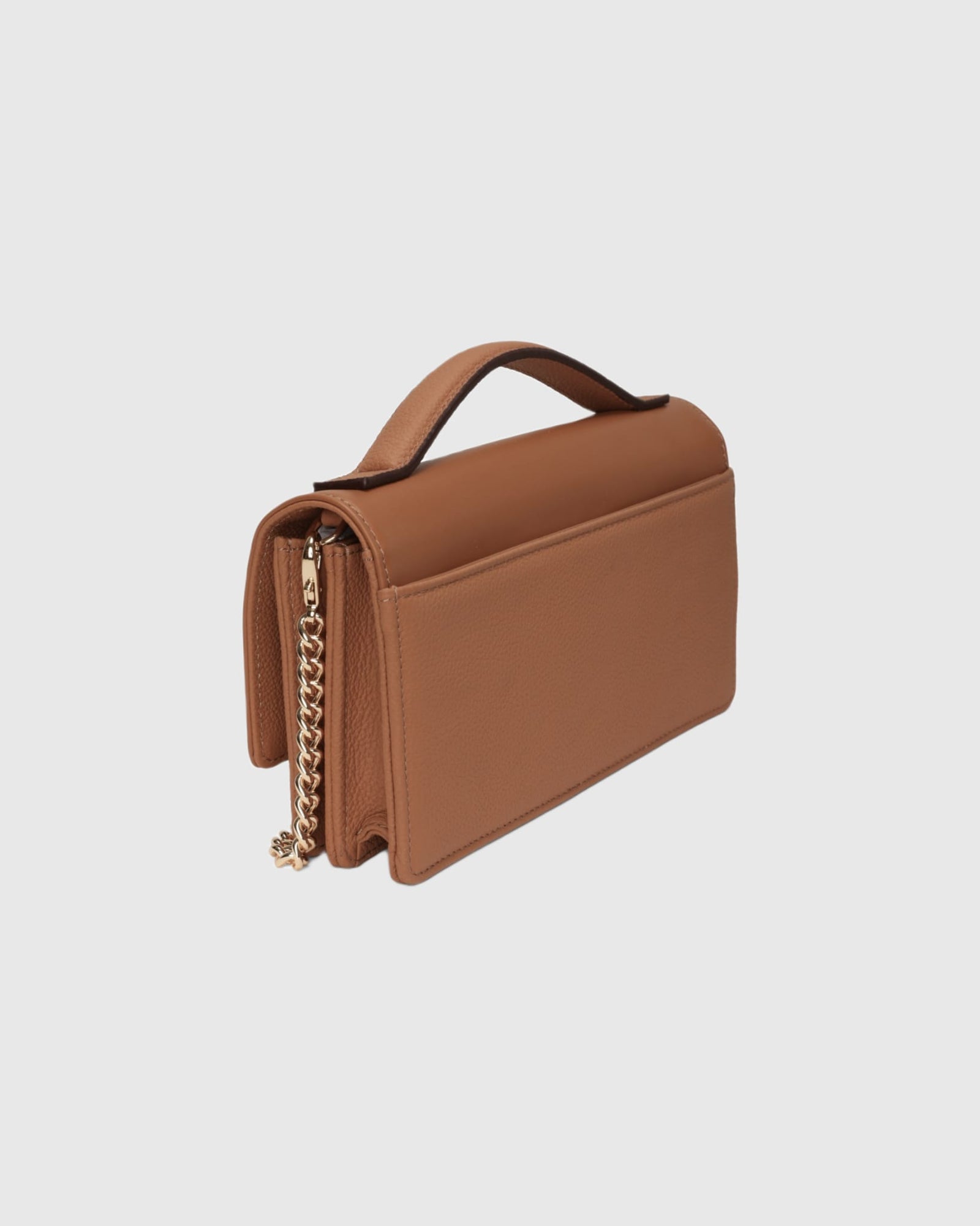 Top Handle Leather Crossbody Bag | Tan