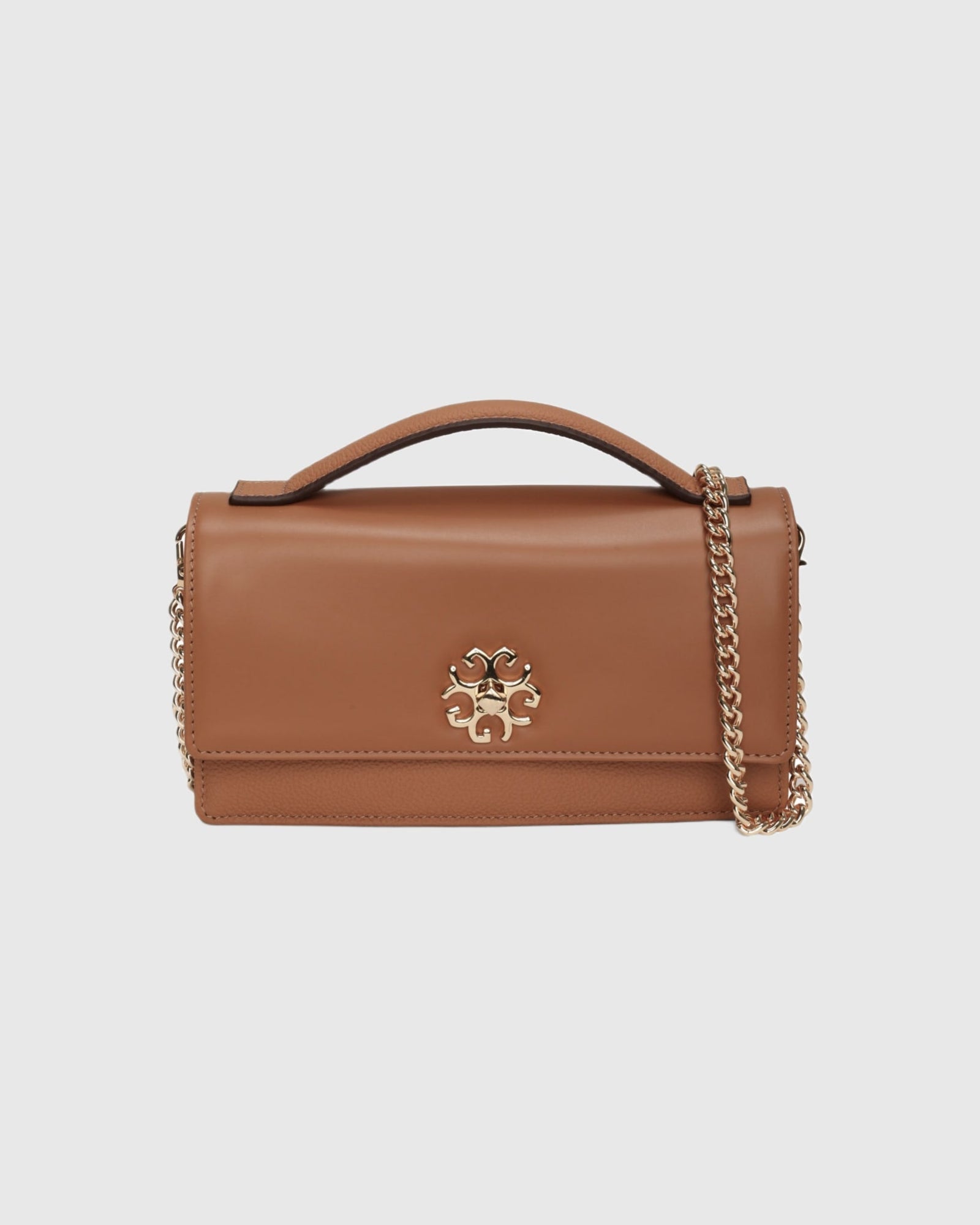 Top Handle Leather Crossbody Bag | Tan