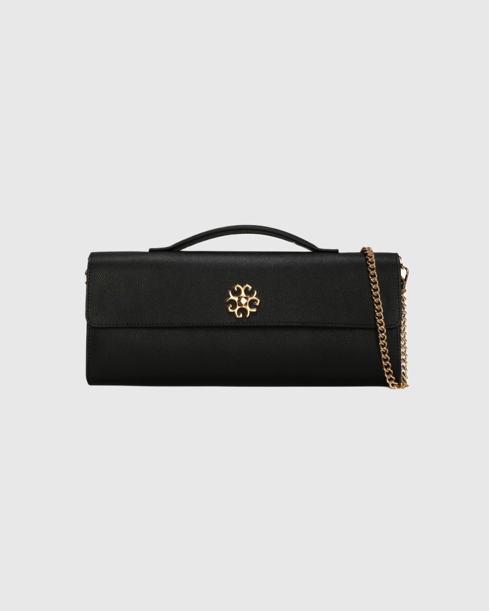 East West Leather Clutch Bag | Black