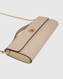 East West Leather Clutch Bag | Beige