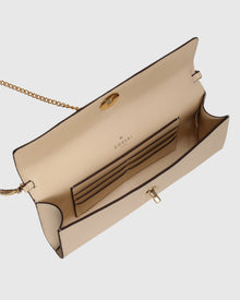 East West Leather Clutch Bag | Beige