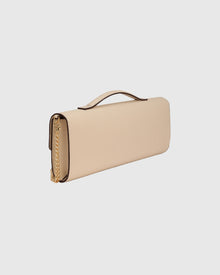 East West Leather Clutch Bag | Beige
