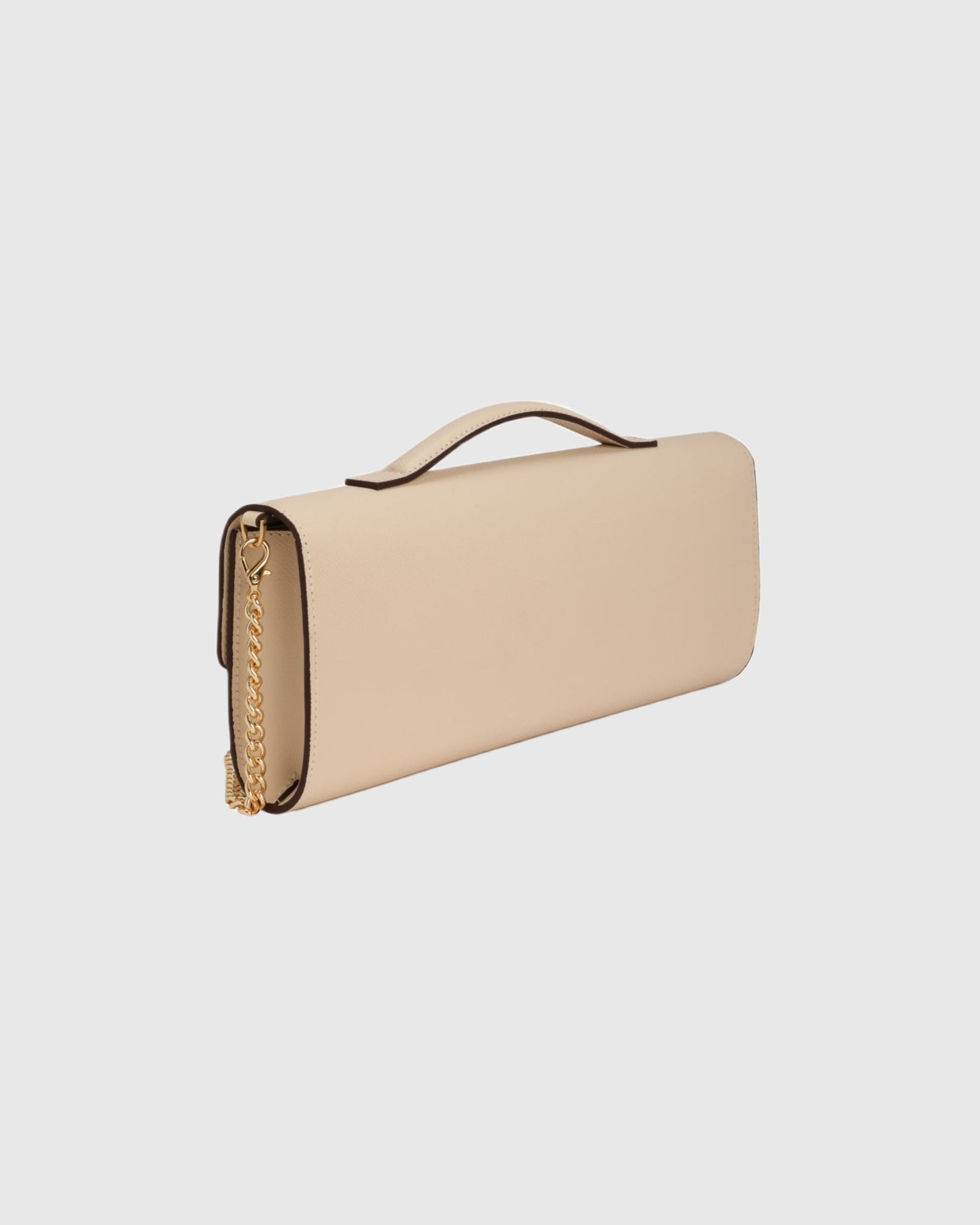 East West Leather Clutch Bag | Beige