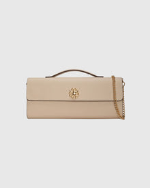 East West Leather Clutch Bag | Beige