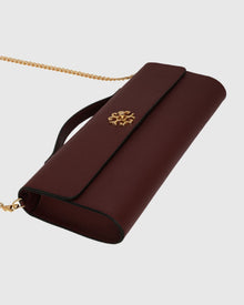 East West Leather Clutch Bag | Burgundy