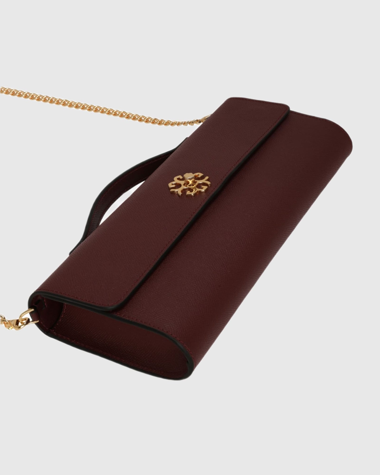 East West Leather Clutch Bag | Burgundy
