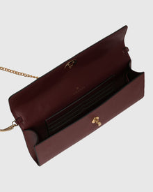 East West Leather Clutch Bag | Burgundy