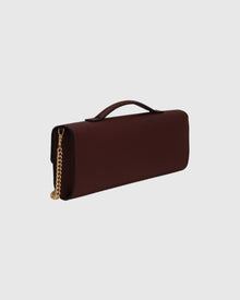 East West Leather Clutch Bag | Burgundy