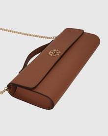 East West Leather Clutch Bag | Tan