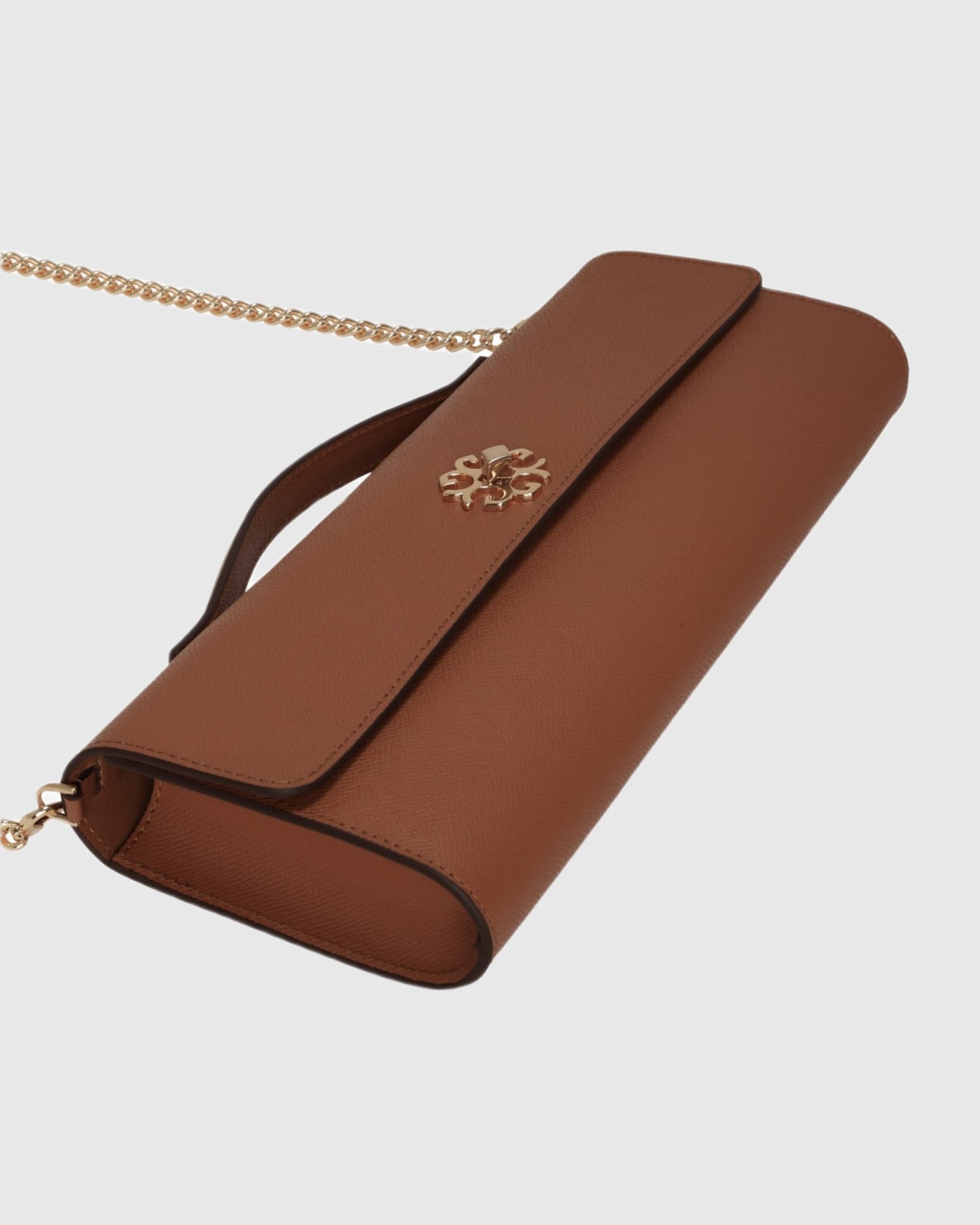 East West Leather Clutch Bag | Tan