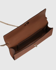 East West Leather Clutch Bag | Tan