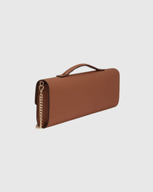 East West Leather Clutch Bag | Tan