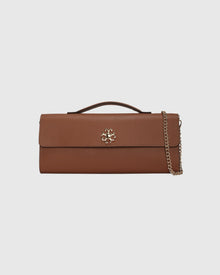 East West Leather Clutch Bag | Tan