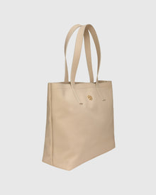 Leather Tote Bag | Beige