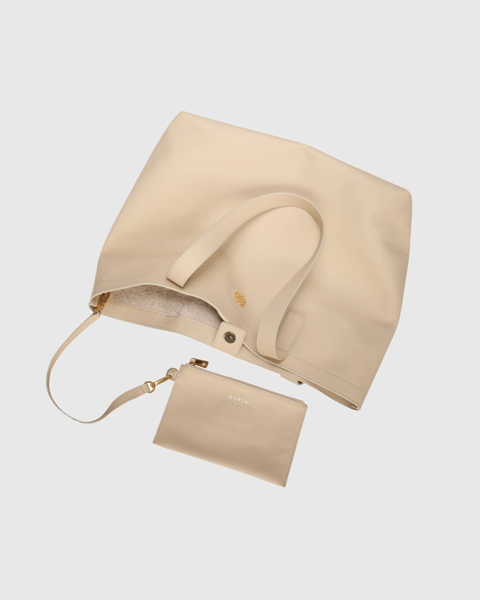 Leather Tote Bag | Beige