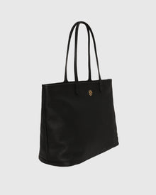 Structured Leather Tote Bag | Black