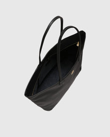 Structured Leather Tote Bag | Black