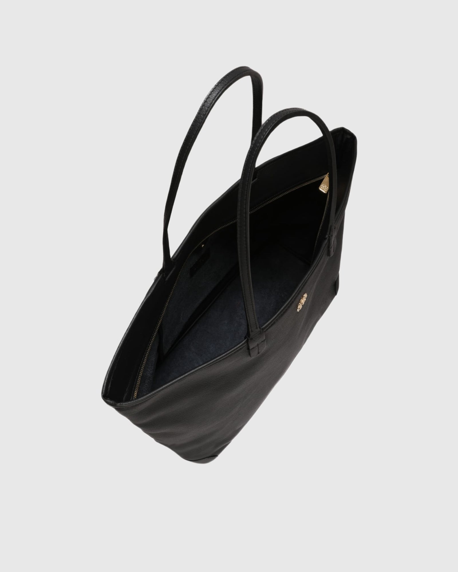 Structured Leather Tote Bag | Black